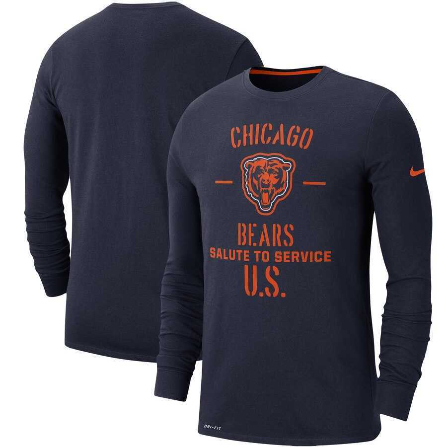 Men's Chicago Bears Nike Navy 2019 Salute to Service Sideline Performance Long Sleeve Shirt,We sell and wholesale Men's Chicago Bears Nike Navy 2019 Salute to Service Sideline Performance Long Sleeve Shirt on line form chian!